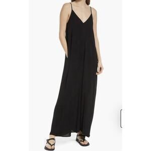 Treasure and Bond Woven Favorite Dress Black Coastal Vacation Travel Gauzy Small